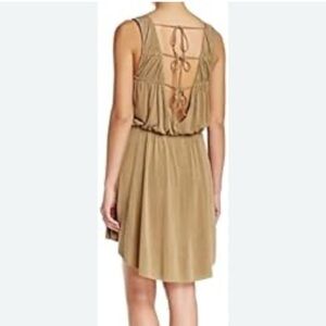 FREE PEOPLE Cupro True As Love Dress in Fatigue Open Back Utilitarian Medium